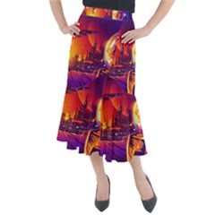 Far-future-human-colonization Midi Mermaid Skirt by Salman4z