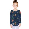 Monster-alien-pattern-seamless-background Kids  Long Sleeve Tee View1