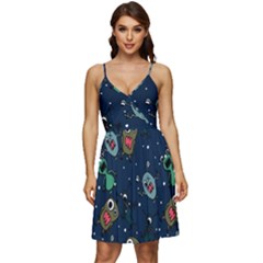 Monster-alien-pattern-seamless-background V-neck Pocket Summer Dress  by Salman4z