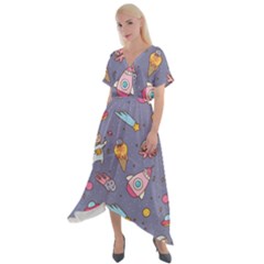 Outer-space-seamless-background Cross Front Sharkbite Hem Maxi Dress by Salman4z