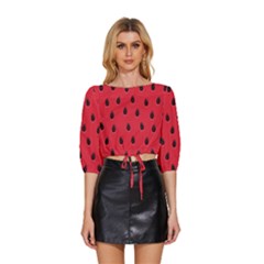 Seamless-watermelon-surface-texture Mid Sleeve Drawstring Hem Top by Salman4z