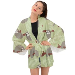 Sloths-pattern-design Long Sleeve Kimono by Salman4z