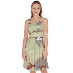 Sloths-pattern-design Knee Length Skater Dress With Pockets by Salman4z