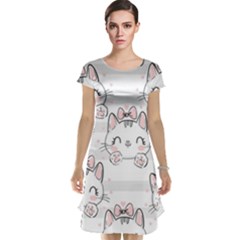 Cat-with-bow-pattern Cap Sleeve Nightdress by Salman4z