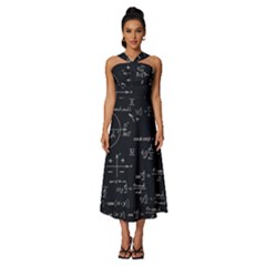 Mathematical-seamless-pattern-with-geometric-shapes-formulas Sleeveless Cross Front Cocktail Midi Chiffon Dress by Salman4z