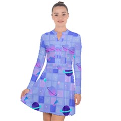 Seamless-pattern-pastel-galaxy-future Long Sleeve Panel Dress by Salman4z