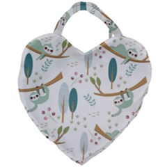 Pattern-sloth-woodland Giant Heart Shaped Tote by Salman4z