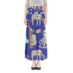 Hand-drawn-cute-sloth-pattern-background Full Length Maxi Skirt by Salman4z