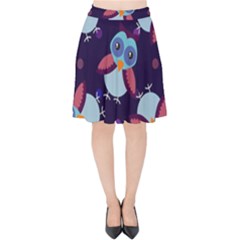 Owl-pattern-background Velvet High Waist Skirt by Salman4z