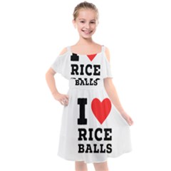 I Love Rice Balls Kids  Cut Out Shoulders Chiffon Dress by ilovewhateva