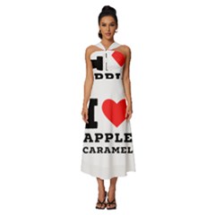 I Love Apple Caramel Sleeveless Cross Front Cocktail Midi Chiffon Dress by ilovewhateva