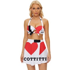 I Love Biscotti Vintage Style Bikini Top And Skirt Set  by ilovewhateva