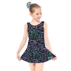 Math-linear-mathematics-education-circle-background Kids  Skater Dress Swimsuit by Salman4z