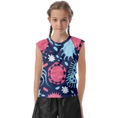 Seamless-pattern-microbes-virus-vector-illustration Kids  Raglan Cap Sleeve Tee by Salman4z