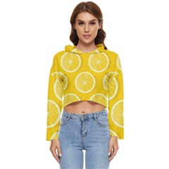 Lemon-fruits-slice-seamless-pattern Women s Lightweight Cropped Hoodie by Salman4z