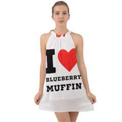 I Love Blueberry Muffin Halter Tie Back Chiffon Dress by ilovewhateva