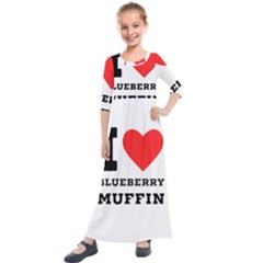 I Love Blueberry Muffin Kids  Quarter Sleeve Maxi Dress by ilovewhateva