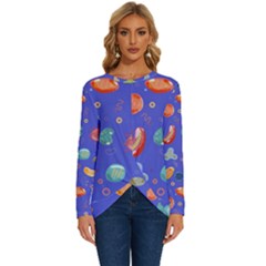 Virus-seamless-pattern Long Sleeve Crew Neck Pullover Top by Salman4z