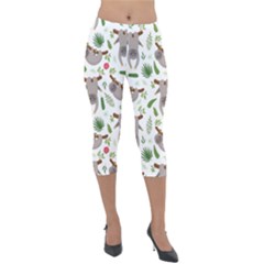 Seamless-pattern-with-cute-sloths Lightweight Velour Capri Leggings  by Salman4z