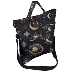 Asian-seamless-pattern-with-clouds-moon-sun-stars-vector-collection-oriental-chinese-japanese-korean Fold Over Handle Tote Bag by Salman4z