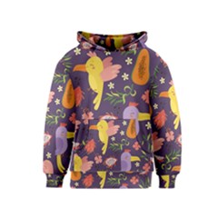 Exotic-seamless-pattern-with-parrots-fruits Kids  Pullover Hoodie by Salman4z