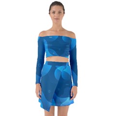 Abstract-classic-blue-background Off Shoulder Top With Skirt Set by Salman4z