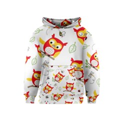 Seamless-pattern-vector-owl-cartoon-with-bugs Kids  Pullover Hoodie by Salman4z