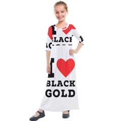 I Love Black Gold Kids  Quarter Sleeve Maxi Dress by ilovewhateva