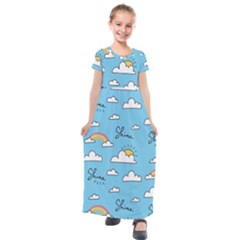 Sky-pattern Kids  Short Sleeve Maxi Dress by Salman4z