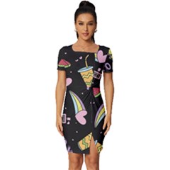 Cute-girl-things-seamless-background Fitted Knot Split End Bodycon Dress by Salman4z