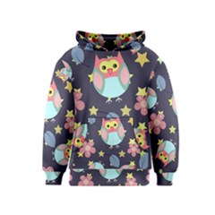 Owl-stars-pattern-background Kids  Pullover Hoodie by Salman4z