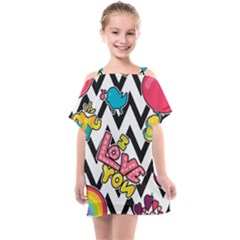 Vector-romantic-love-seamless-pattern Kids  One Piece Chiffon Dress by Salman4z