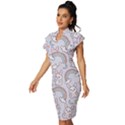 Seamless-pattern-with-cute-rabbit-character Vintage Frill Sleeve V-Neck Bodycon Dress View2