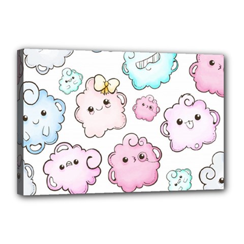 Cute-doodle-cartoon-seamless-pattern Canvas 18  X 12  (stretched) by Salman4z