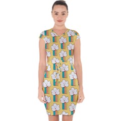 Smile-cloud-rainbow-pattern-yellow Capsleeve Drawstring Dress  by Salman4z