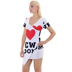 I Love New Moon Short Sleeve Asymmetric Mini Dress by ilovewhateva