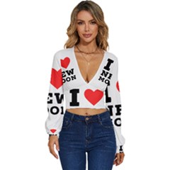 I Love New Moon Long Sleeve Deep-v Velour Top by ilovewhateva