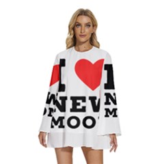 I Love New Moon Round Neck Long Sleeve Bohemian Style Chiffon Mini Dress by ilovewhateva