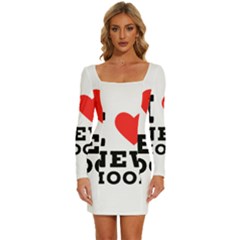 I Love New Moon Long Sleeve Square Neck Bodycon Velvet Dress by ilovewhateva