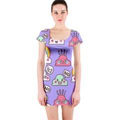 Cloud-seamless-pattern -- Short Sleeve Bodycon Dress by Salman4z