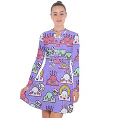 Cloud-seamless-pattern -- Long Sleeve Panel Dress by Salman4z