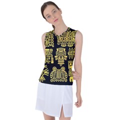 American-golden-ancient-totems Women s Sleeveless Sports Top by Salman4z