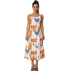 Cute-colorful-owl-cartoon-seamless-pattern Square Neckline Tiered Midi Dress by Salman4z