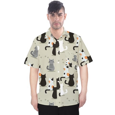 Cute-cat-seamless-pattern Men s Hawaii Shirt by Salman4z