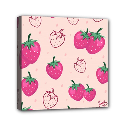 Seamless-strawberry-fruit-pattern-background Mini Canvas 6  X 6  (stretched) by Salman4z