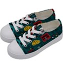 Seamless-pattern-hand-drawn-with-vehicles-buildings-road Kids  Low Top Canvas Sneakers View2