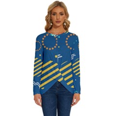 Flat-design-geometric-shapes-background Long Sleeve Crew Neck Pullover Top by Salman4z