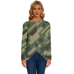 Camouflage-pattern-background Long Sleeve Crew Neck Pullover Top by Salman4z