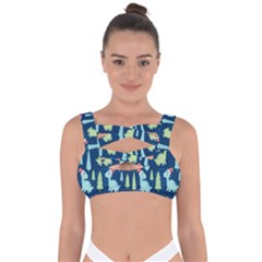 Cute Dinosaurs Animal Seamless Pattern Doodle Dino Winter Theme Bandaged Up Bikini Top by pakminggu