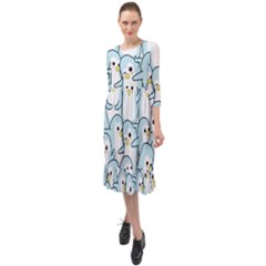 Penguins Pattern Ruffle End Midi Chiffon Dress by pakminggu